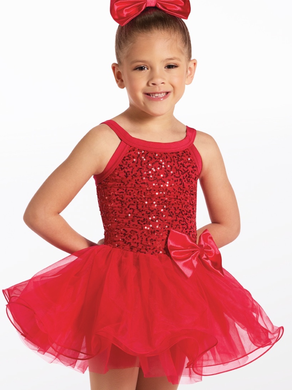 Weissman Red Sequin Tulle Ballet Costume Dress Tutu with Bow - NWT